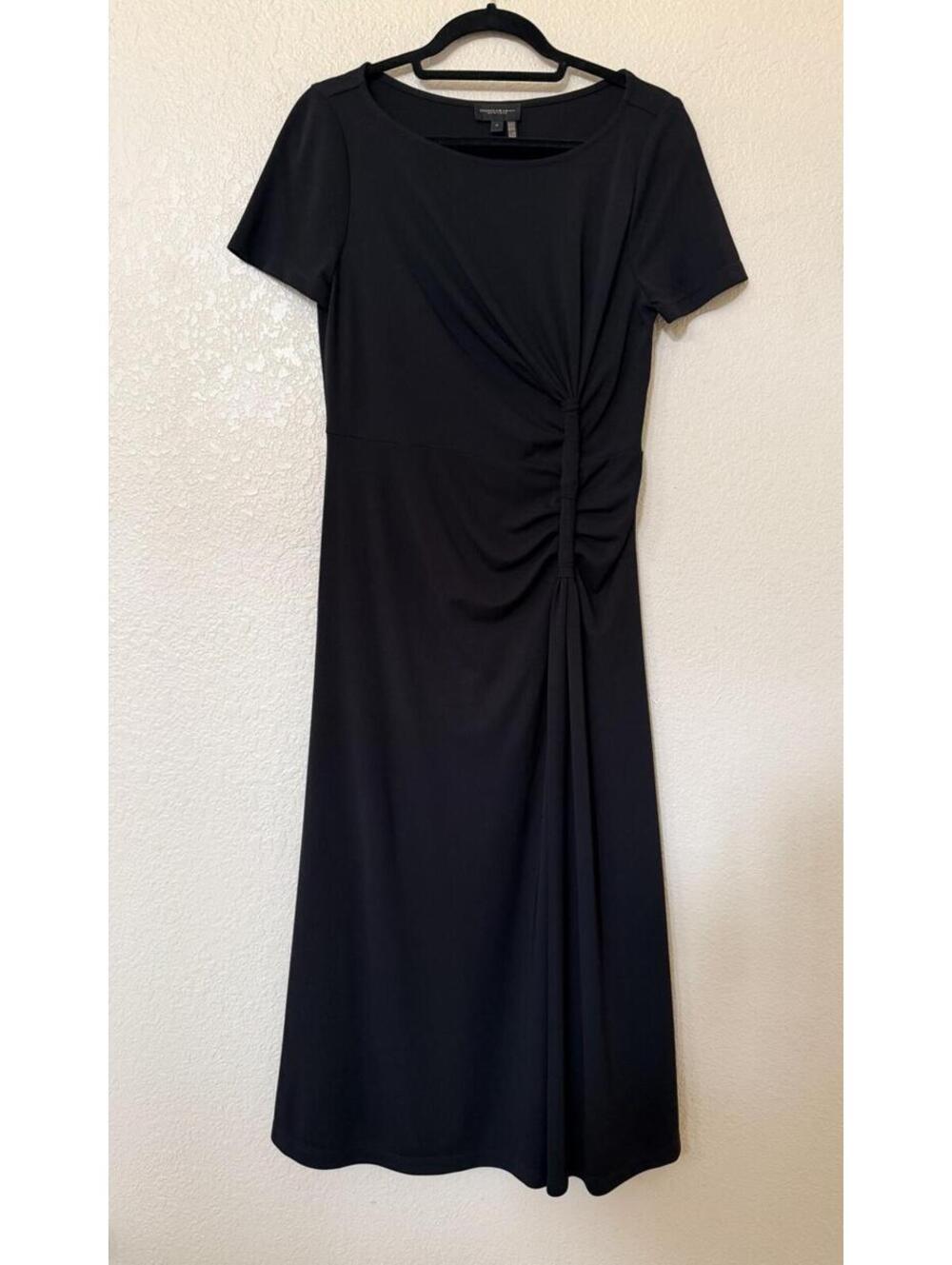 New Donna Karan New York Twist Detail Knit Midi Dress In Black Sz 6 - Picture 7 of 12